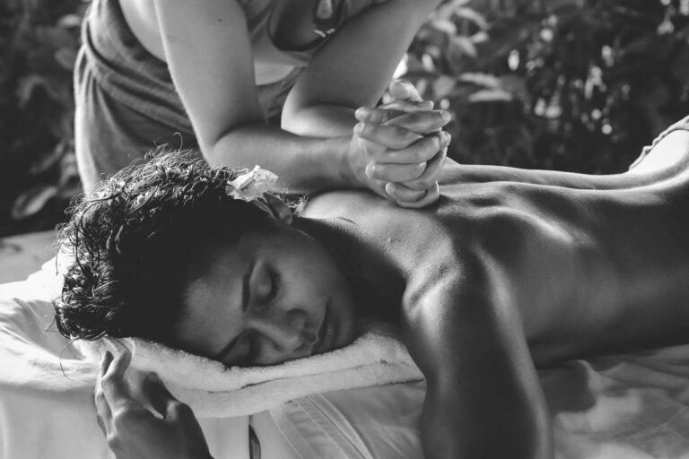 Massage therapy black and white