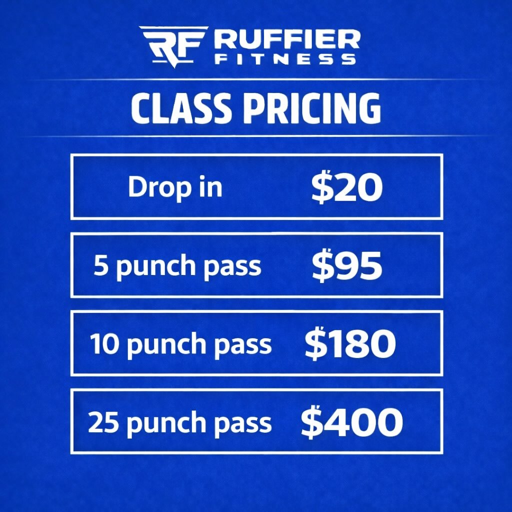 Drop in and punch pass group fitness class pricing